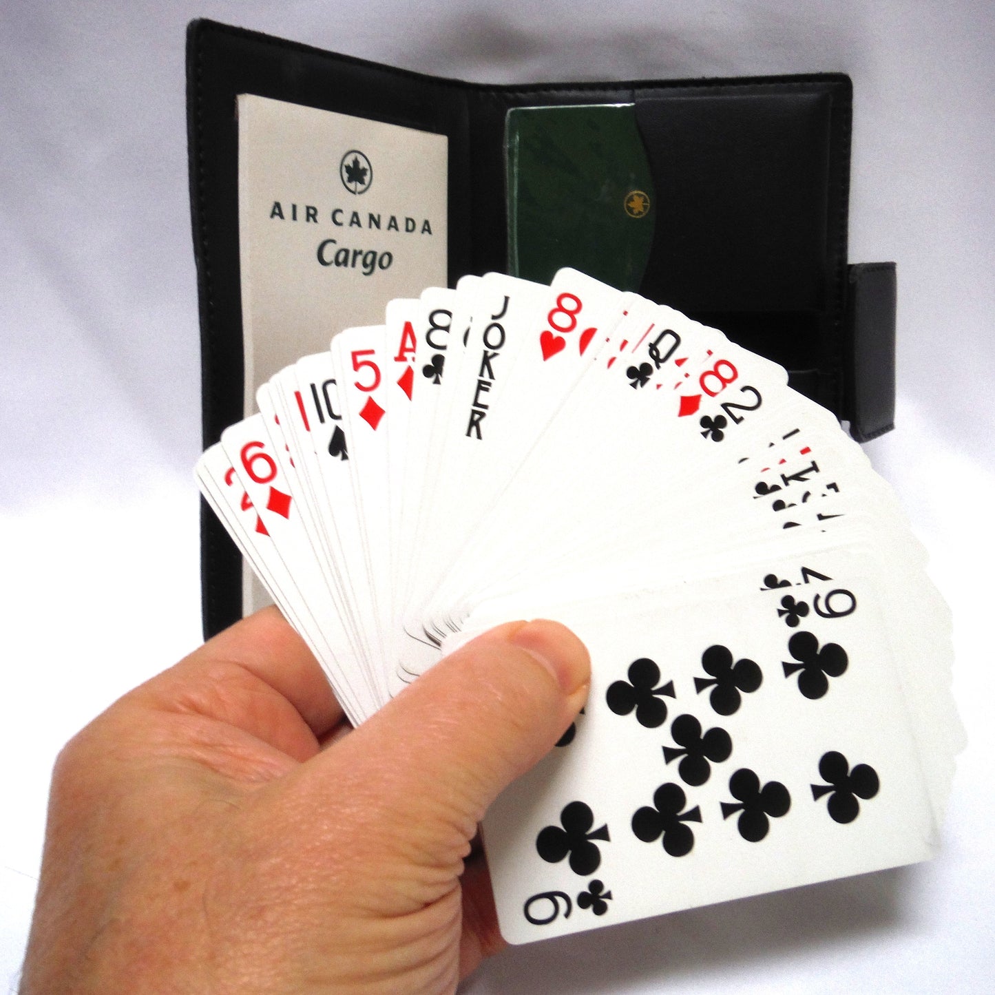 AIR CANADA CARGO PLAYING CARDS, Black Leather with TWO DECKS!