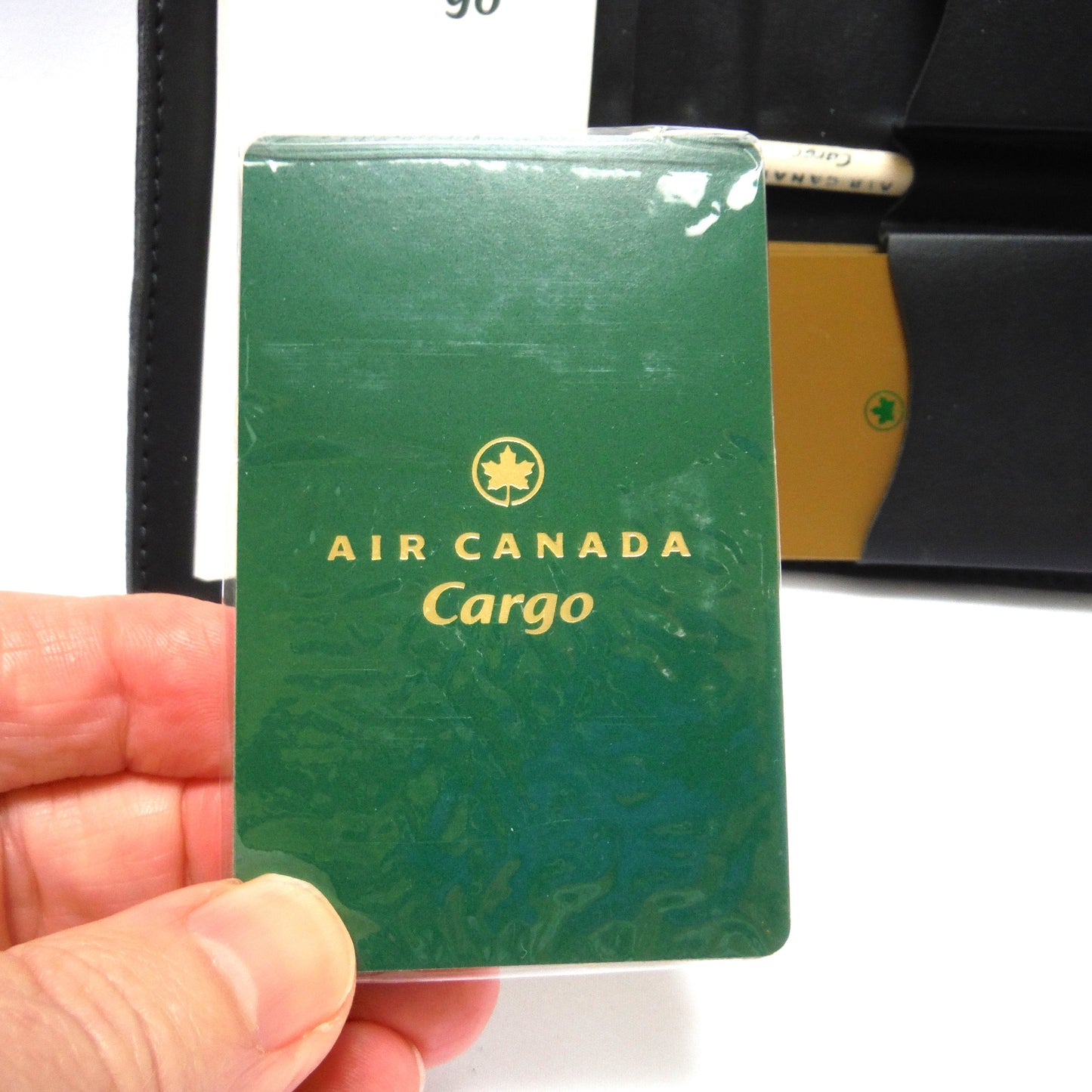 AIR CANADA CARGO PLAYING CARDS, Black Leather with TWO DECKS!