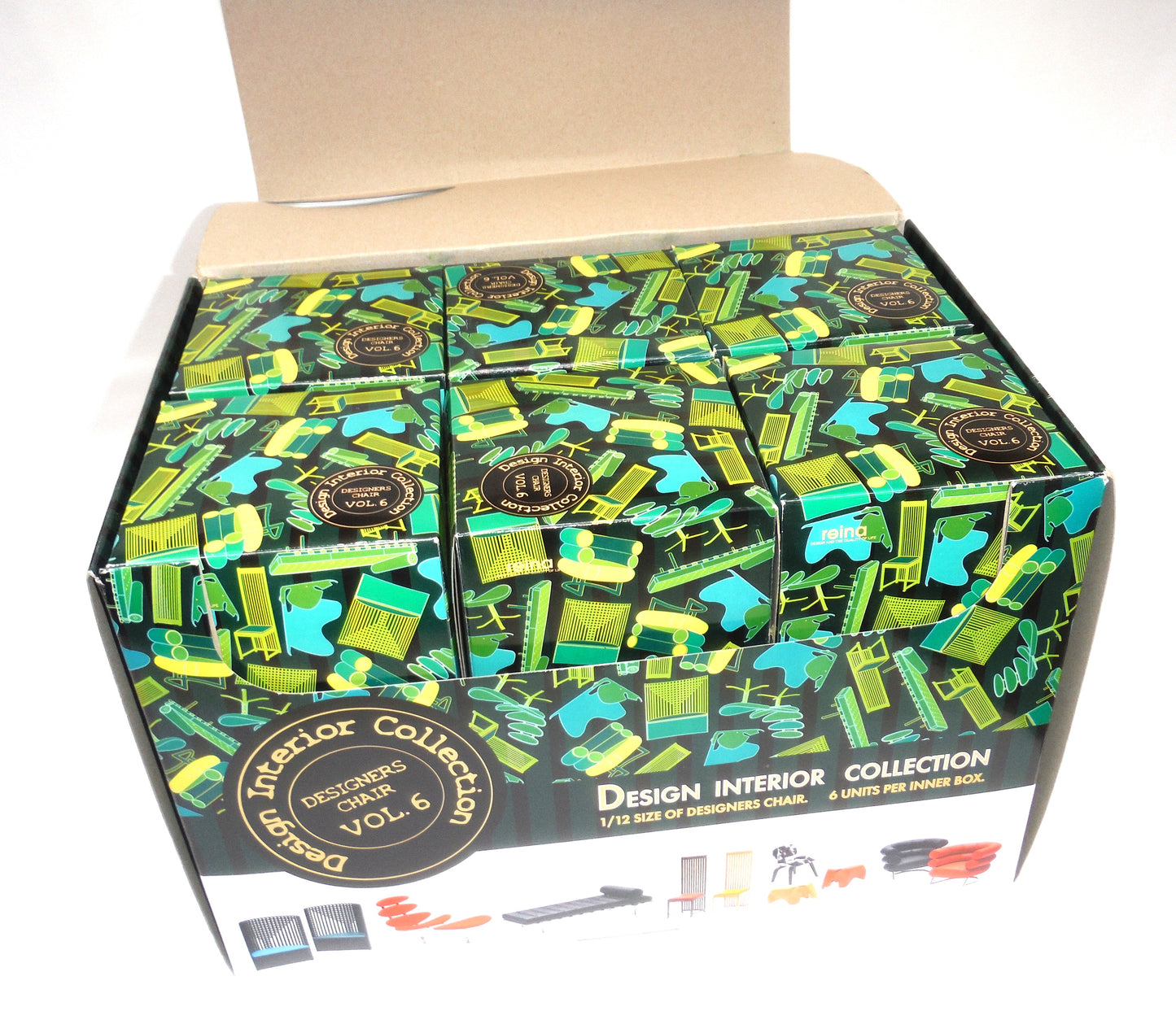 Spectacular REINA 1/12 Scale Design Interior Dollhouse Collection Miniature 6-Chair Set: 'VOLUME 6 DESIGNER CHAIRS', BRAND NEW OLD STOCK.