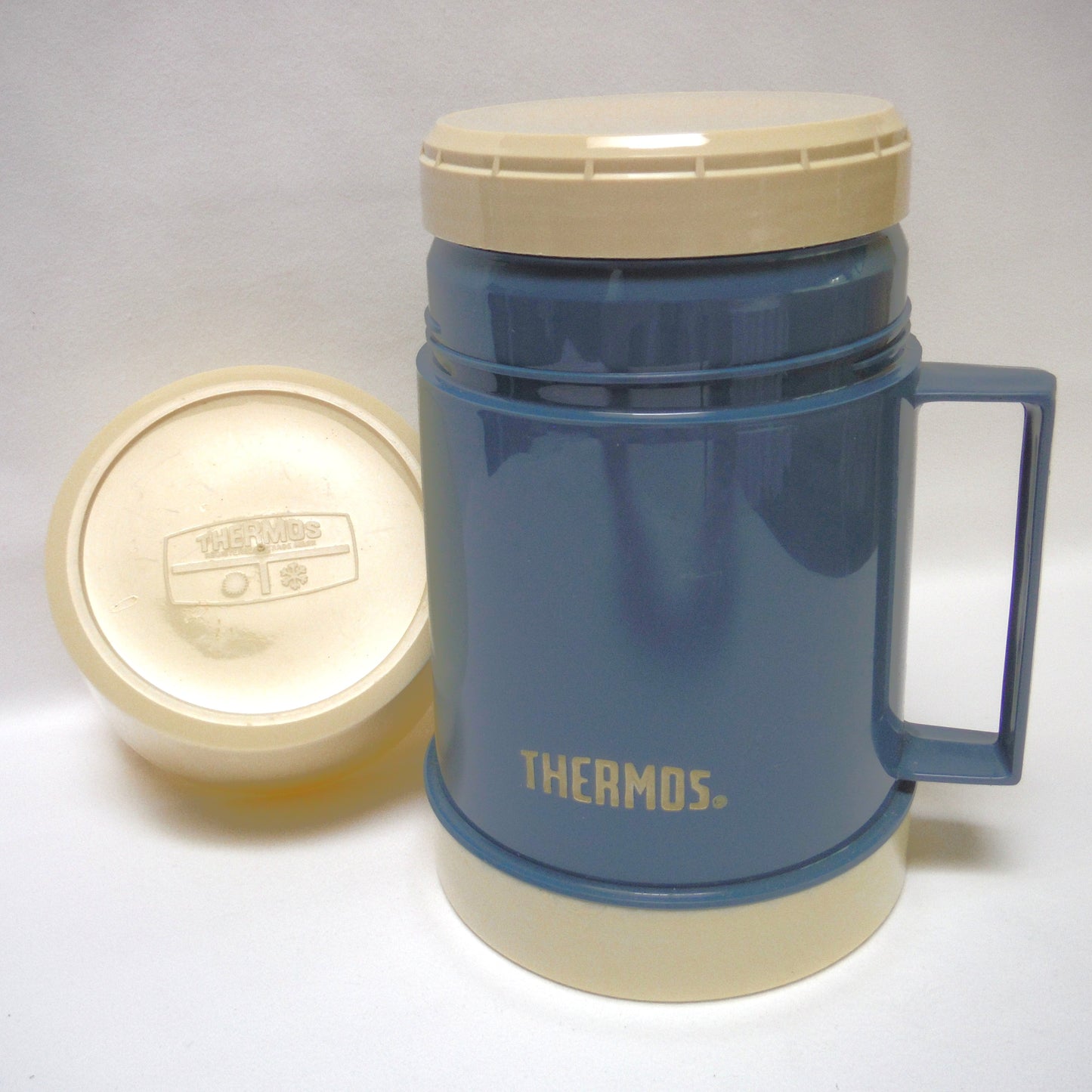 Vintage Thermos Brand Model #711 in Rare Blue and Cream Colour: Made in England