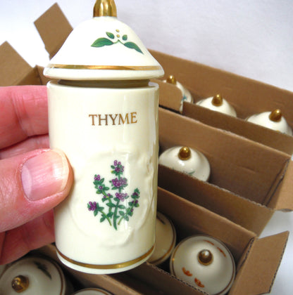 VINTAGE LENOX SPICE GARDEN SPICE JARS: Set of 19 Spice Jars, Crafted of fine Porcelain, Sculpted in Bas-relief, decorated by hand and embellished with 24K Gold.