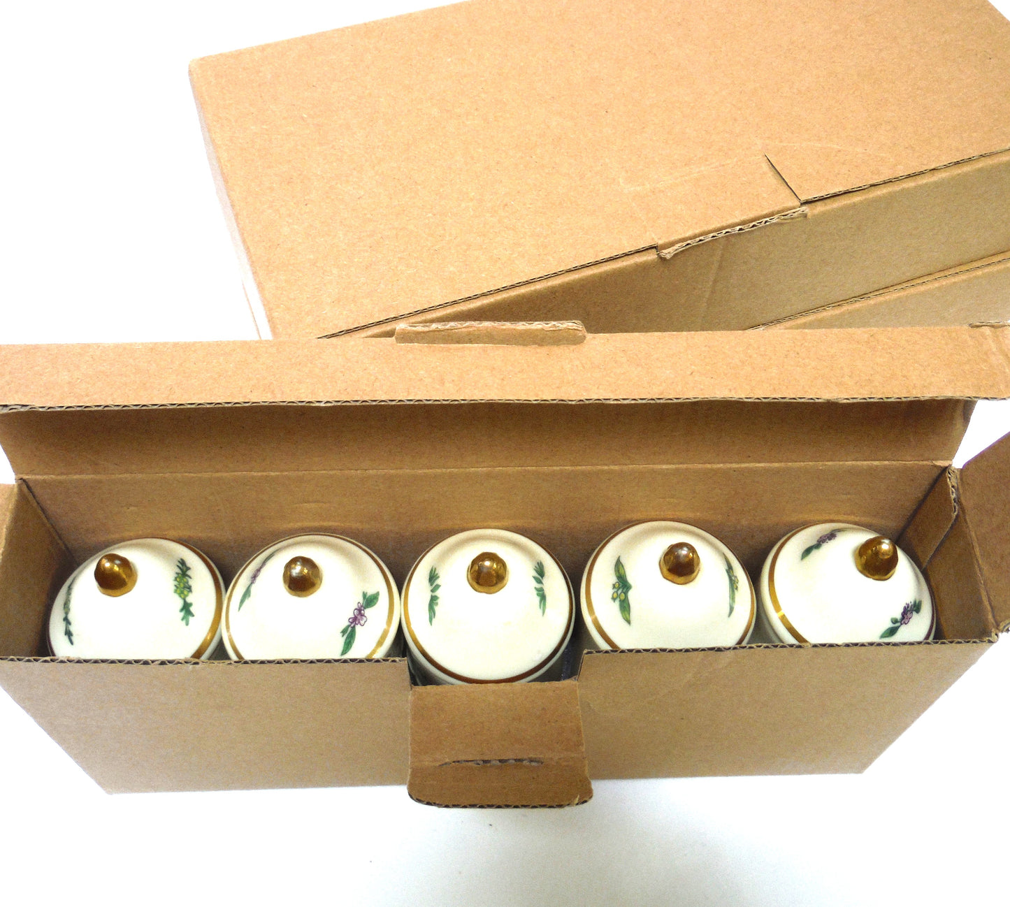 VINTAGE LENOX SPICE GARDEN SPICE JARS: Set of 19 Spice Jars, Crafted of fine Porcelain, Sculpted in Bas-relief, decorated by hand and embellished with 24K Gold.