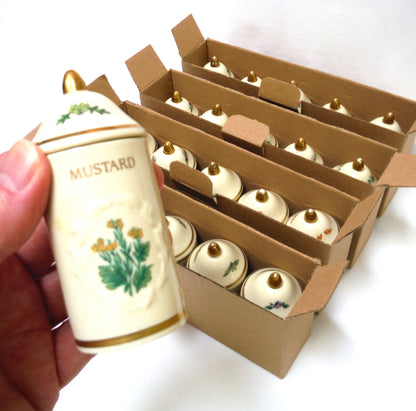 VINTAGE LENOX SPICE GARDEN SPICE JARS: Set of 19 Spice Jars, Crafted of fine Porcelain, Sculpted in Bas-relief, decorated by hand and embellished with 24K Gold.