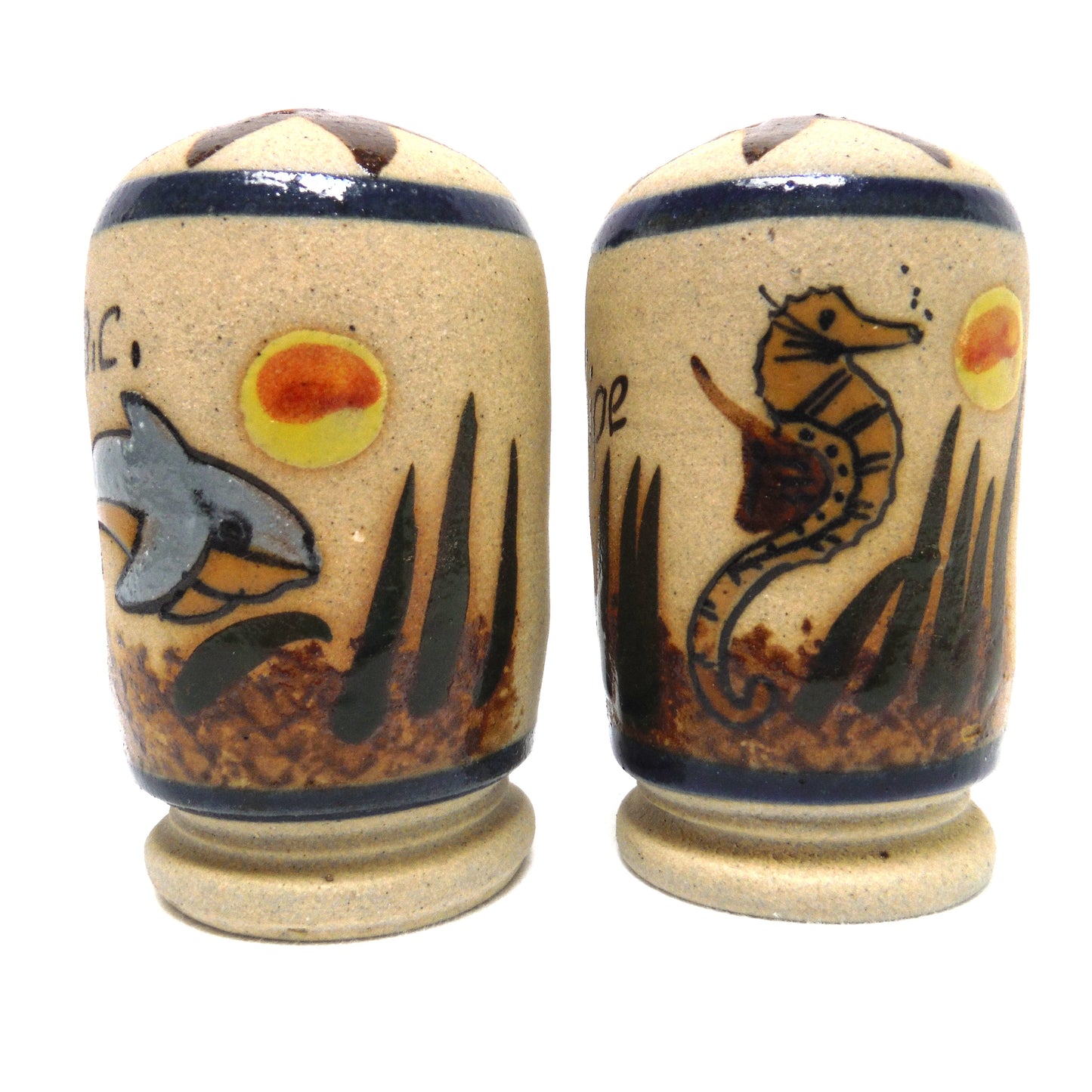 HAND PAINTED SALT AND PEPPER SHAKERS FROM SAN FELIPE, BAJA CALIFORNIA MEXICO