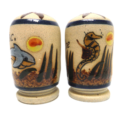 HAND PAINTED SALT AND PEPPER SHAKERS FROM SAN FELIPE, BAJA CALIFORNIA MEXICO