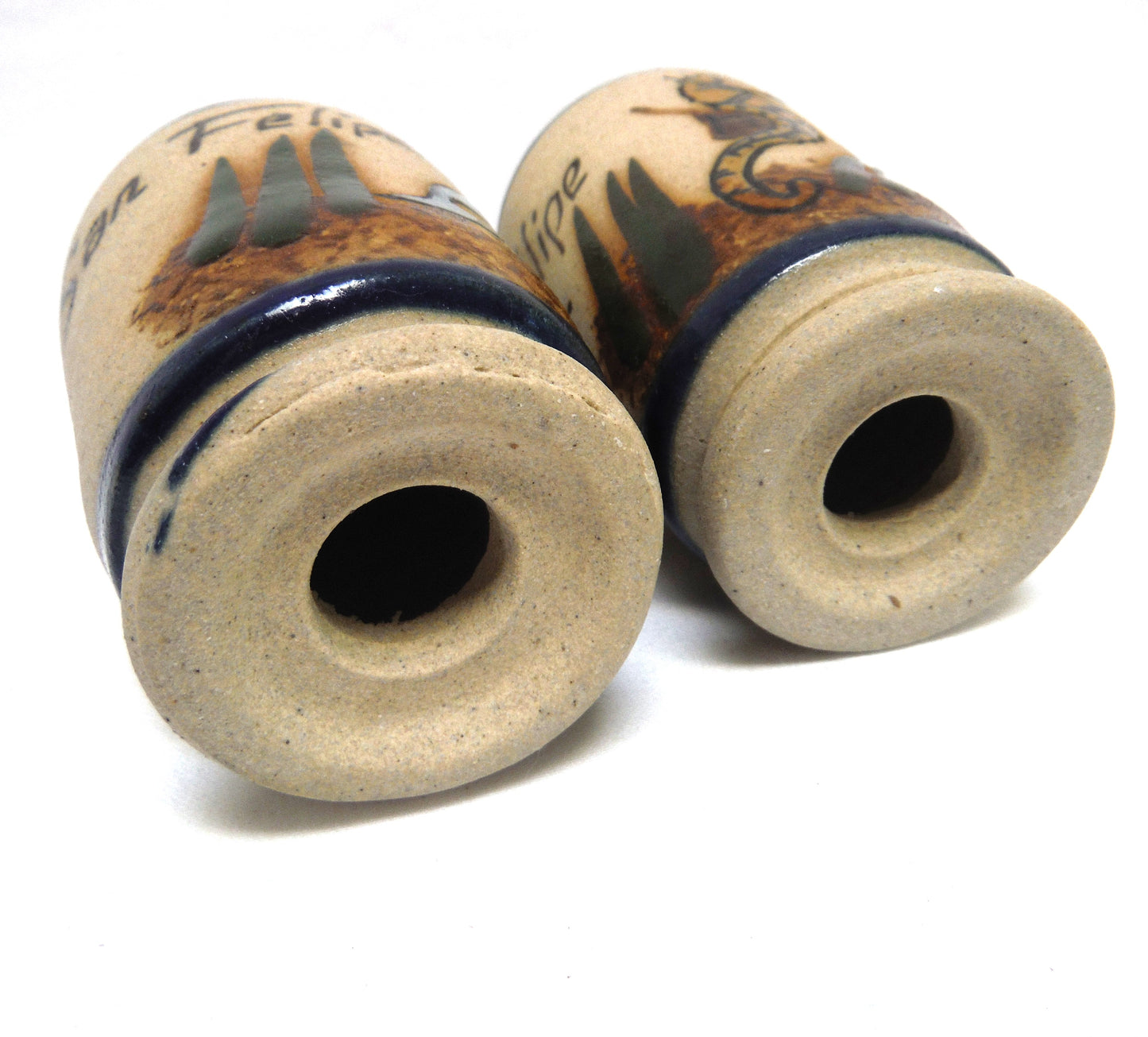 HAND PAINTED SALT AND PEPPER SHAKERS FROM SAN FELIPE, BAJA CALIFORNIA MEXICO