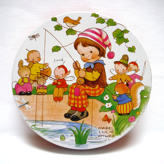 Vintage 1950's Huntley & Palmers Biscuit Tin: Featuring The Art of Mabel Lucie Attwell