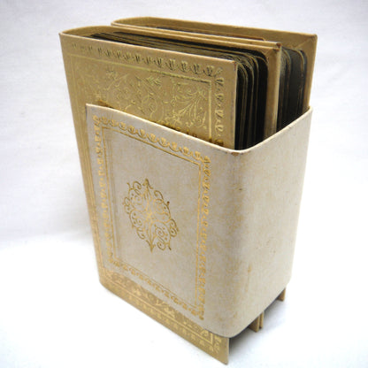 VINTAGE SET OF TWO CONGRESS PLAYING CARDS: In a Pair of Cream Leather Faux Books and Original Matching Book Holde