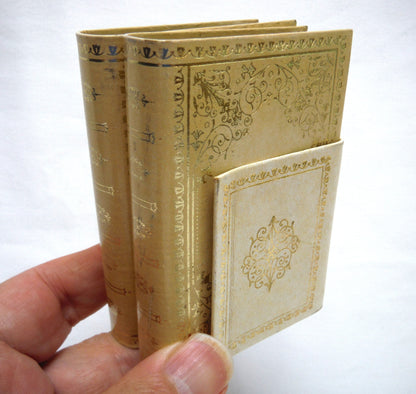 VINTAGE SET OF TWO CONGRESS PLAYING CARDS: In a Pair of Cream Leather Faux Books and Original Matching Book Holde