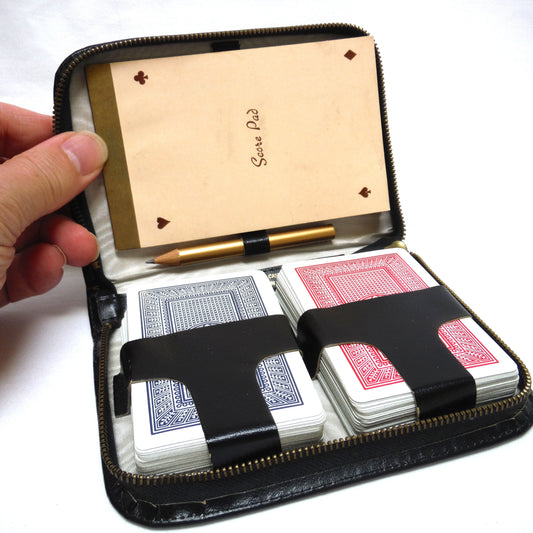VINTAGE GRIFFON LEATHER PLAYING CARD CASE: Made in Austria and includes Original Score Pad and Pencil