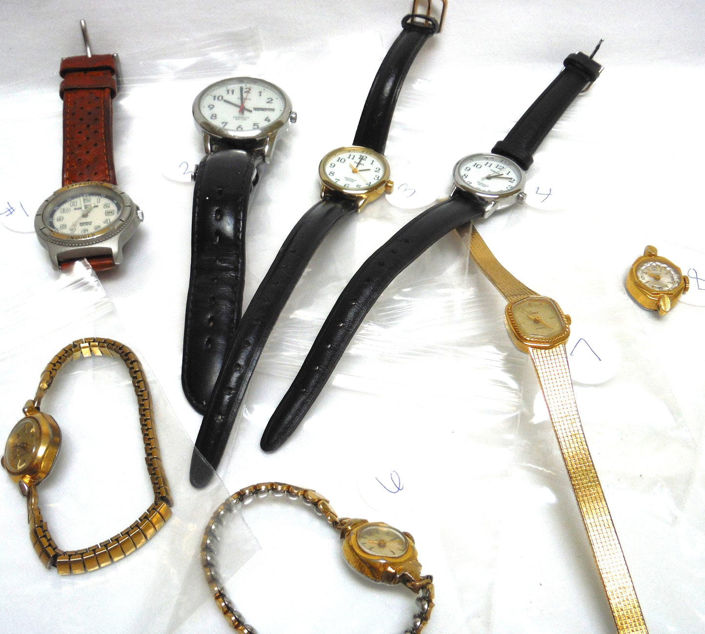 A SELECTION OF EIGHT VINTAGE WOMENS TIMEX WATCHES, VARIOUS TYPES, STYLES AND YEARS: Priced at only $5 each!
