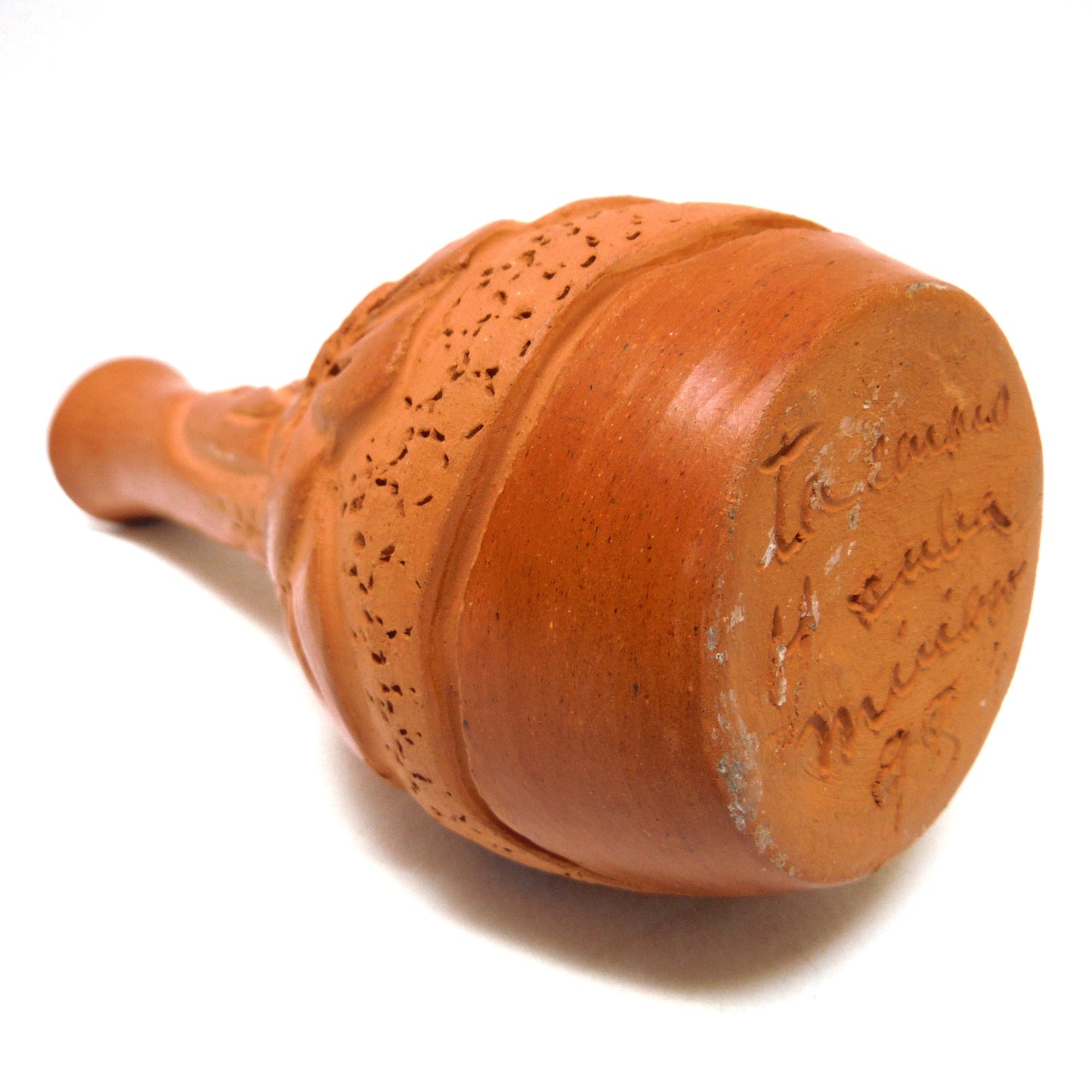 CUBAN TERRACOTTA RED CLAY FLORAL AND LEAF DESIGN VASE: Dated 1998 and Signed by Artist Miriam