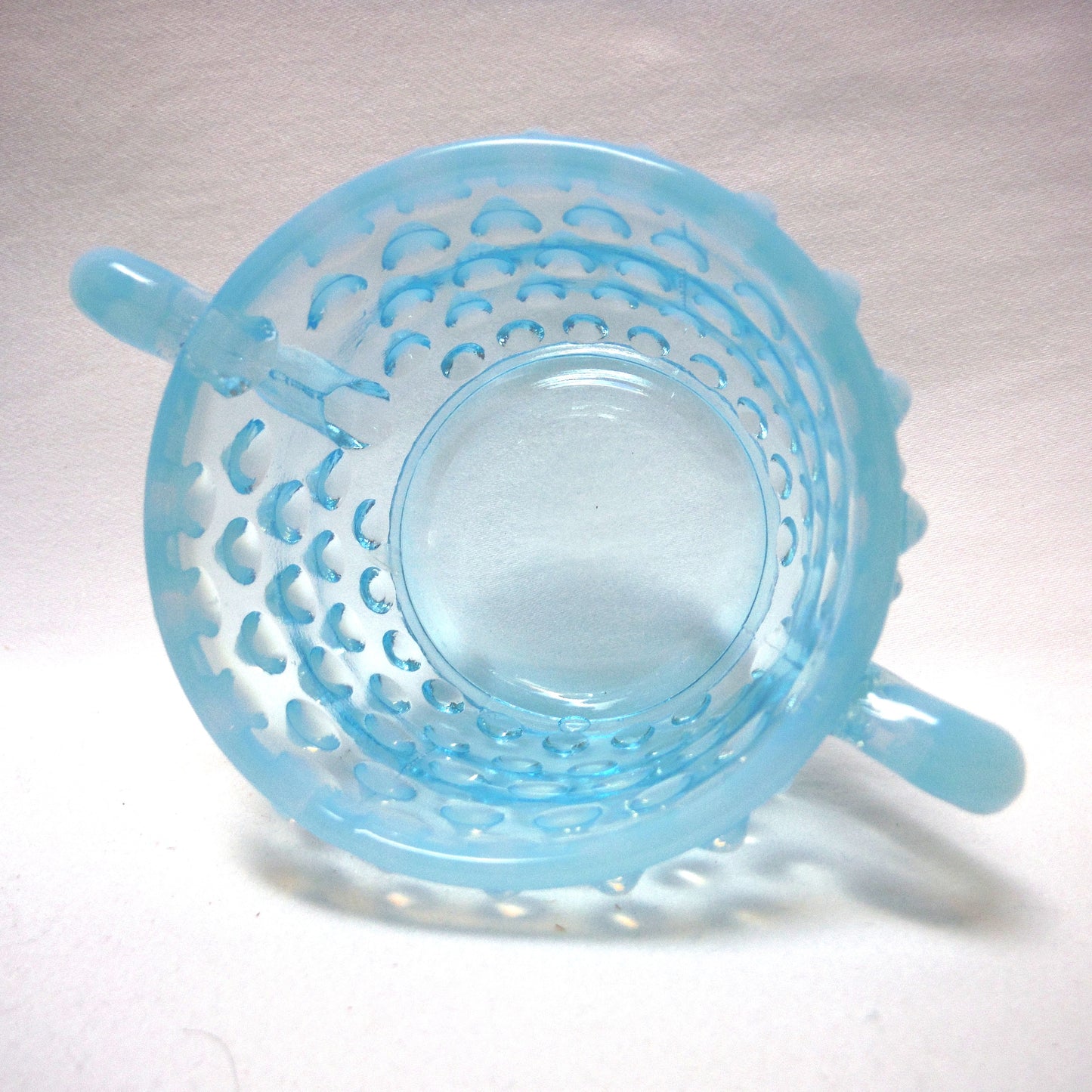 VINTAGE MINI CREAMER AND SUGAR SET: Fenton Aqua Blue Hob Nail