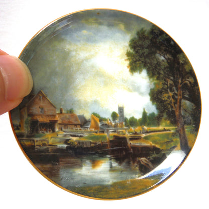 Vintage Pair of Crown Staffordshire Miniature English Plates: JOHN CONSTABLE DEDHAM LOCK and MILL & VALLEY FARM