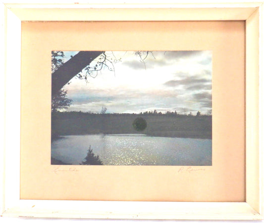 Vintage Hand-Tinted & Framed B&W Photograph by R. Lewis: 'EVENTIDE'