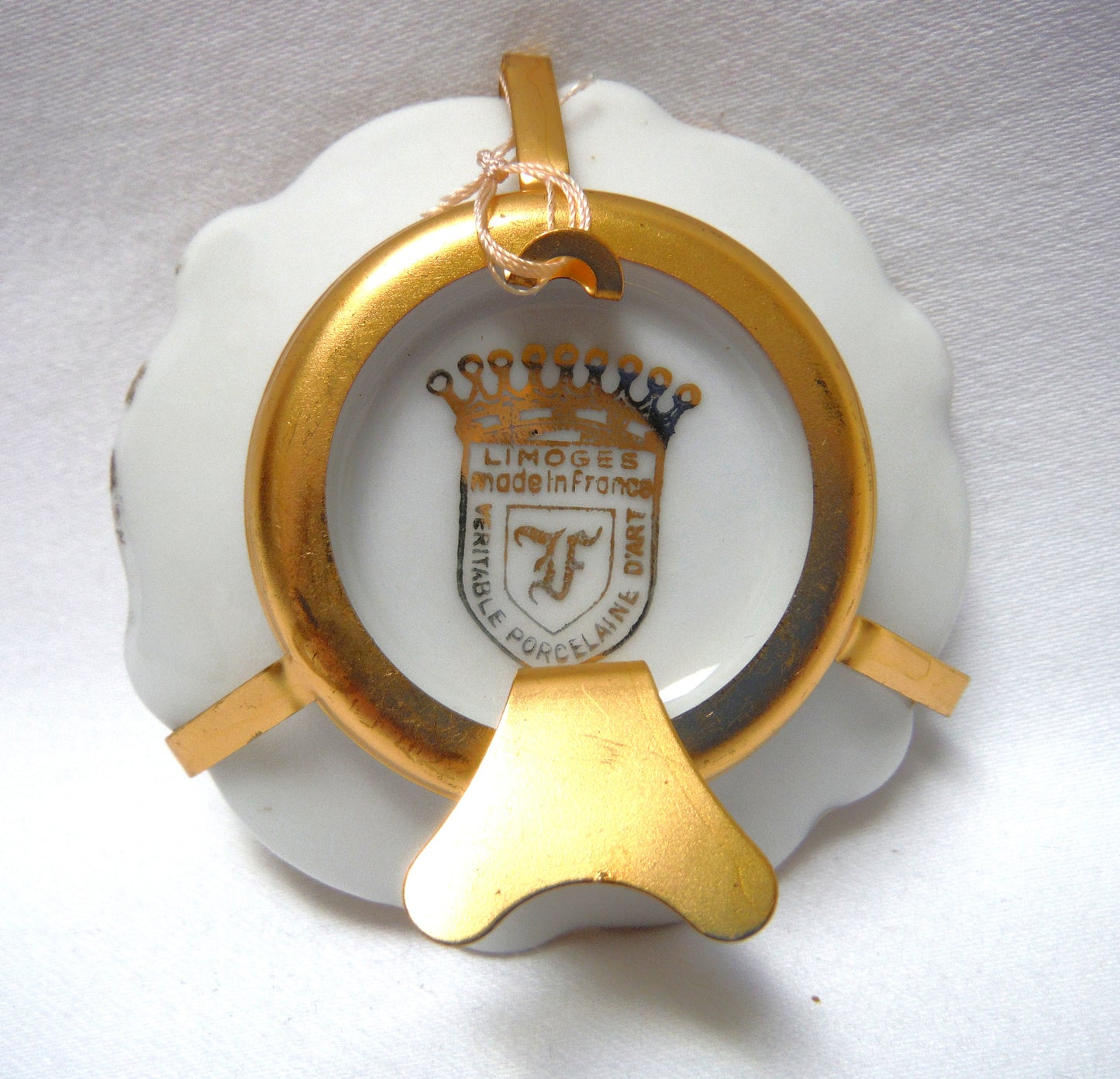 Miniature LIMOGE DECORATIVE PLATE with Stand or Wall Hanger: 'A COURTING COUPLE'