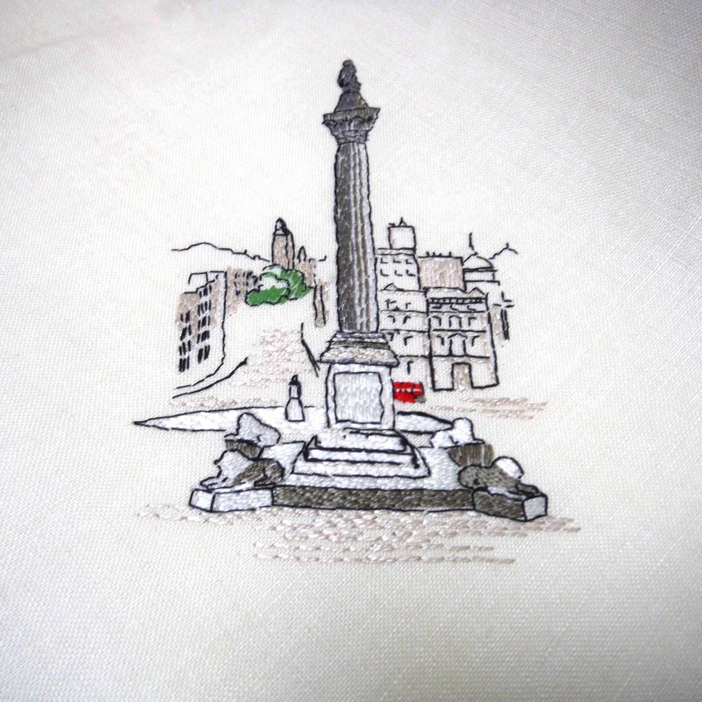 Set of Six 1950's Irish Linen Embroidered Napkins: LONDON SCENES, by The Sundew Company of Ireland.