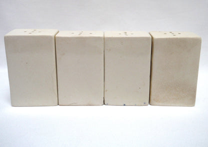 Vintage Made in Japan Taupe Coloured Pot-Bellied Spice Jars with 3-D Design: SALT-PEPPER-GARLIC & THYME!