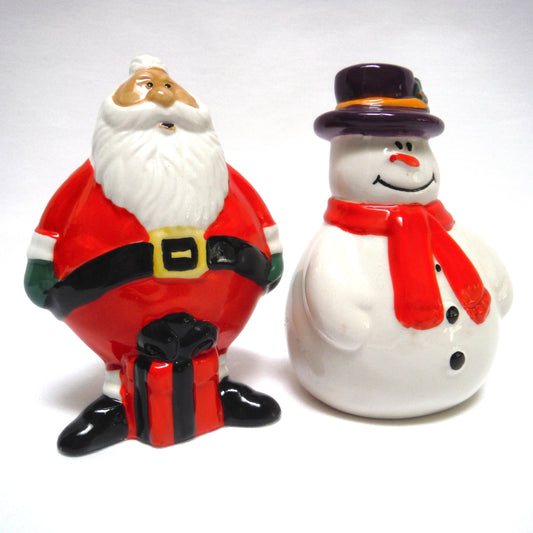 Contemporary Pair of Salt & Pepper Christmas Shakers: SANTA AND HIS FRIEND FROSTY THE SNOWMAN!
