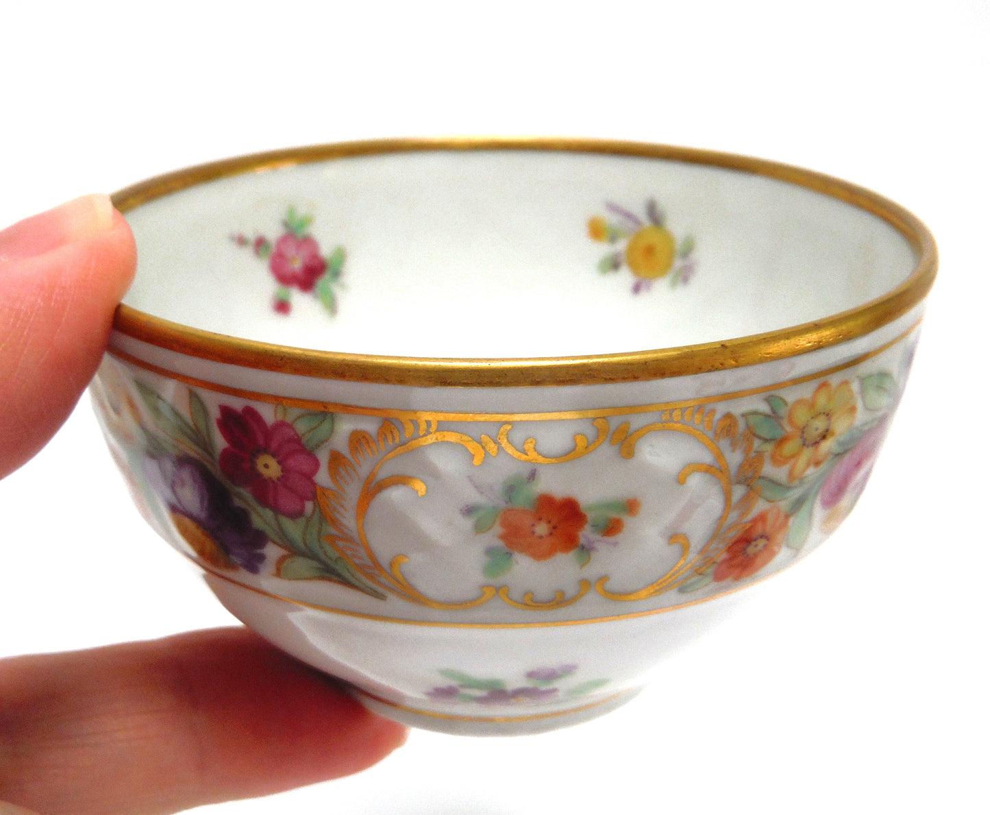 Schumann Bavaria Empress Dresden Flowers MID CENTURY CREAM AND OPEN SUGAR BOWL, produced in the US Zone of Germany after WWII