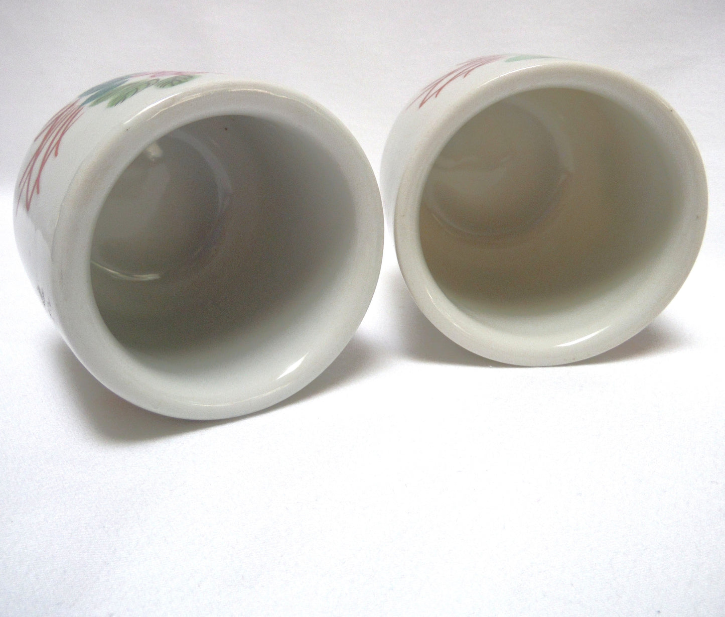 TWO TRADITIONAL CHINESE GREEN-TEA CUPS and ONE SAUCER: In Pink Lotus Flowers with Blackbird and Foliage, distributed by Ming Wo in Vancouver, BC, Canada
