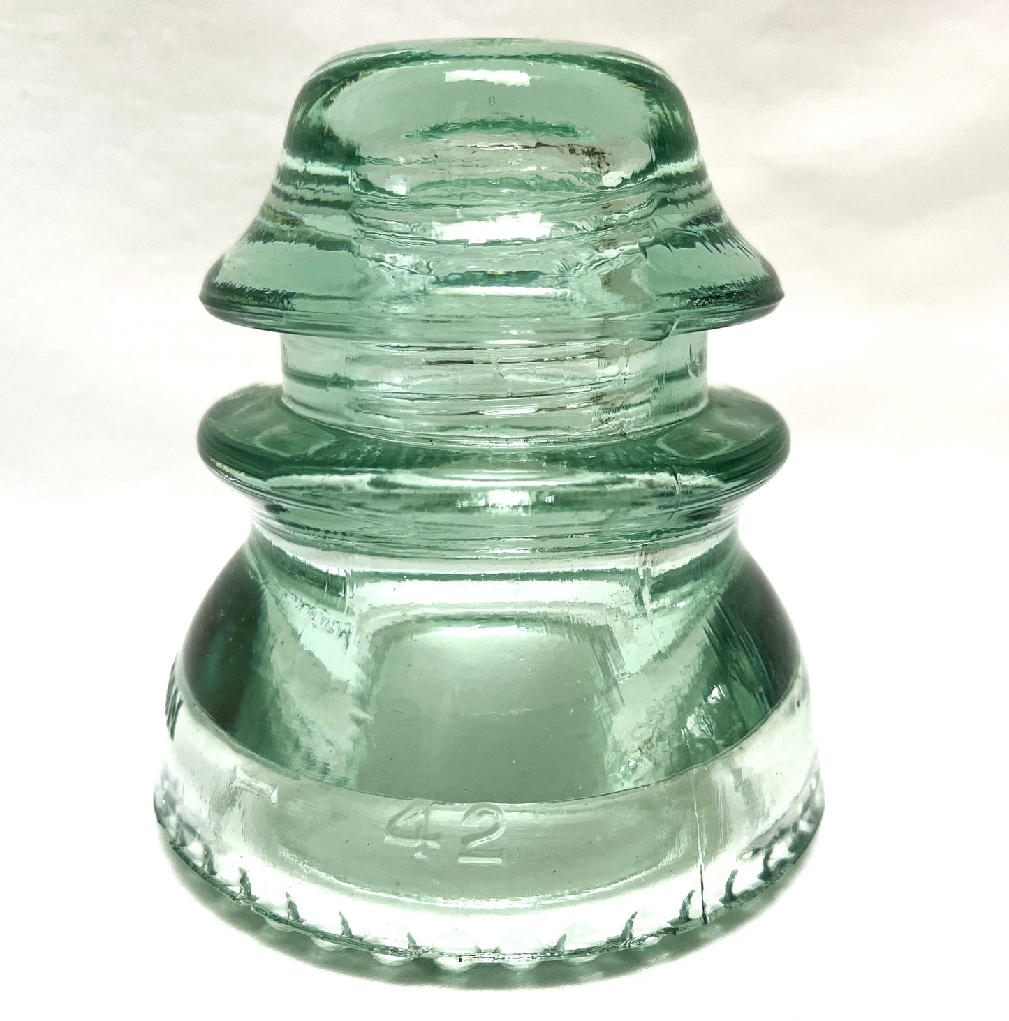 GLASS TELEGRAPH INSULATOR #42D, Made by DOMINION GLASS of CANADA in Misty Green Colour
