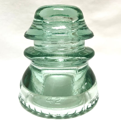 GLASS TELEGRAPH INSULATOR #42D, Made by DOMINION GLASS of CANADA in Misty Green Colour