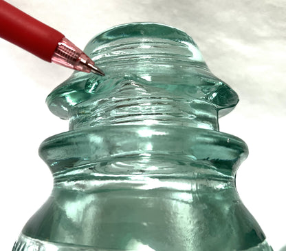 GLASS TELEGRAPH INSULATOR #42D, Made by DOMINION GLASS of CANADA in Misty Green Colour (SLIGHT DAMAGE-CHIPPED!)