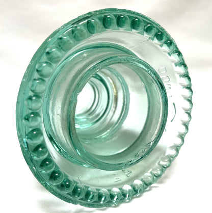 GLASS TELEGRAPH INSULATOR #42D, Made by DOMINION GLASS of CANADA in Misty Green Colour (SLIGHT DAMAGE-CHIPPED!)