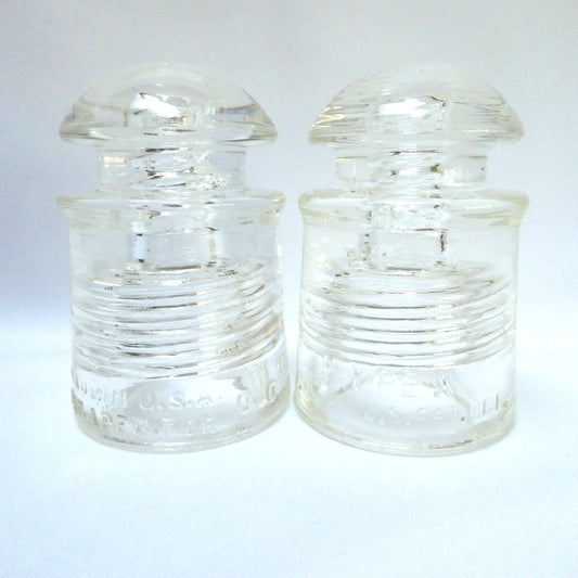 GLASS TELEGRAPH INSULATOR: AMERICAN CLEAR GLASS 'CN' STYLE BY PYREX, Made in USA (Priced Individually)