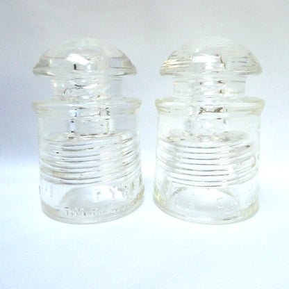 GLASS TELEGRAPH INSULATOR: AMERICAN CLEAR GLASS 'CN' STYLE BY PYREX, Made in USA (Priced Individually)