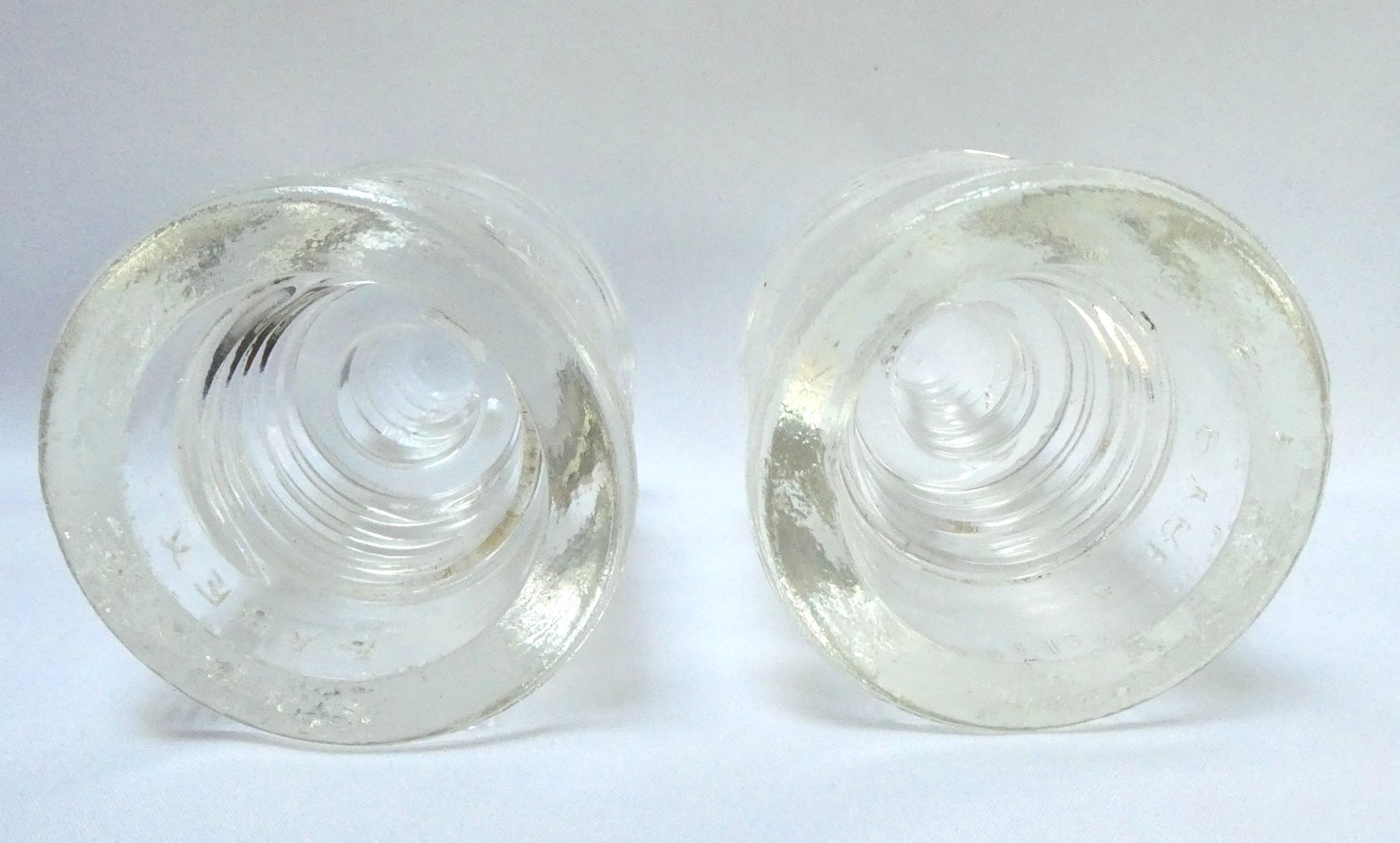 GLASS TELEGRAPH INSULATOR: AMERICAN CLEAR GLASS 'CN' STYLE BY PYREX, Made in USA (Priced Individually)