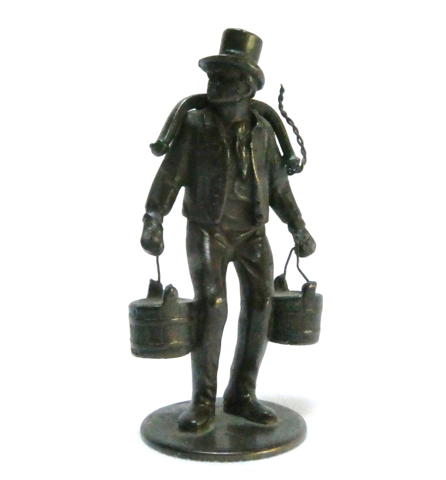 Vintage Bronze Metal Miniature Figurine: THE HAMBURG WATER CARRIER, known as 'Hans Hummel'