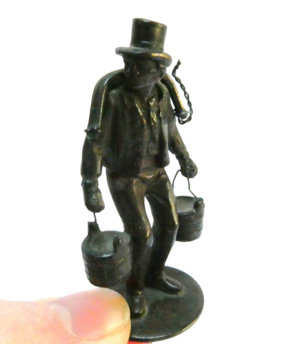 Vintage Bronze Metal Miniature Figurine: THE HAMBURG WATER CARRIER, known as 'Hans Hummel'