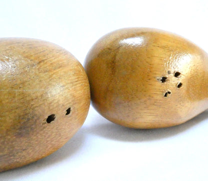 Vintage Hand Carved Exotic Wood Salt & Pepper Shakers: THE TWO MIGHTY WHALES