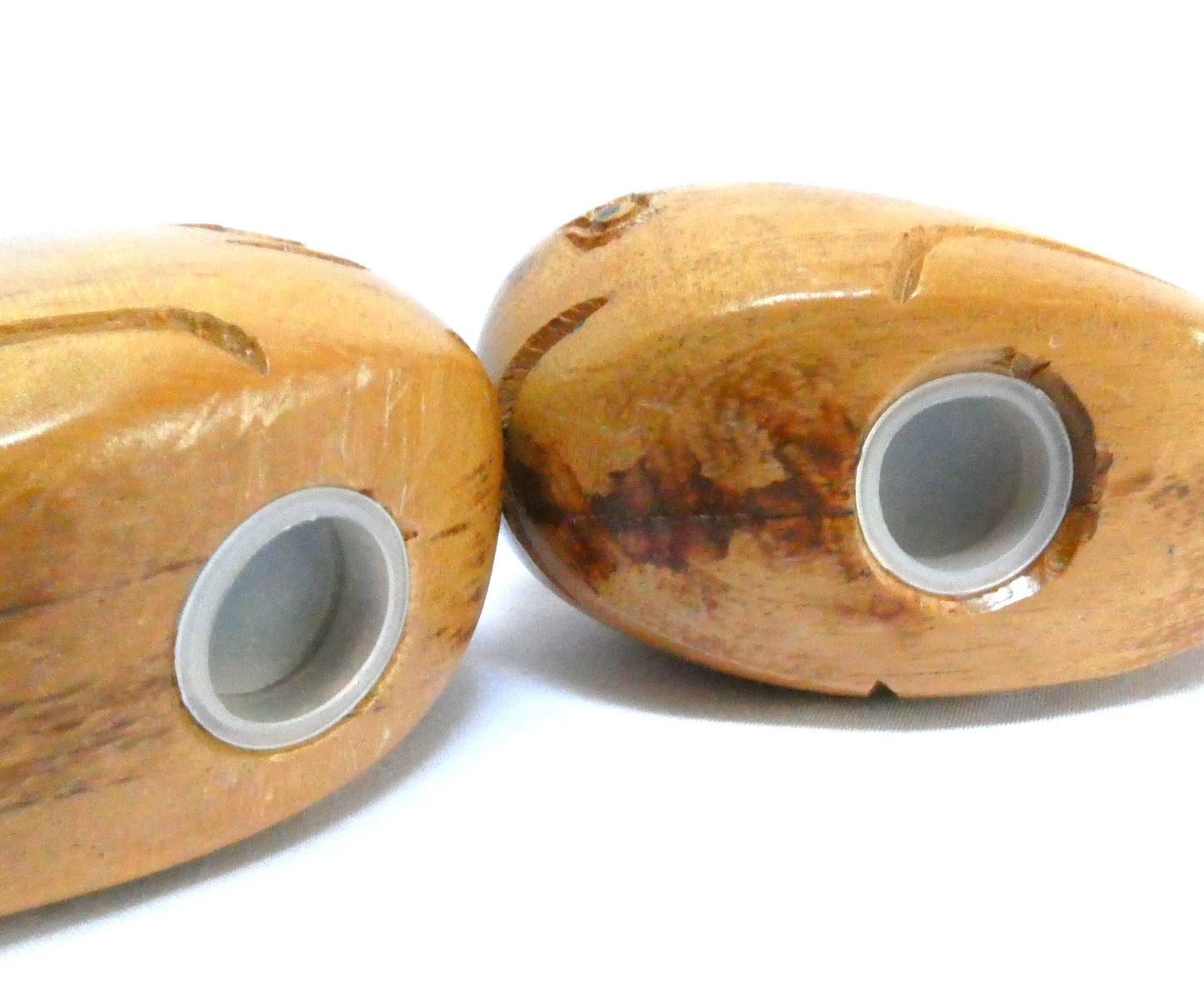 Vintage Hand Carved Exotic Wood Salt & Pepper Shakers: THE TWO MIGHTY WHALES