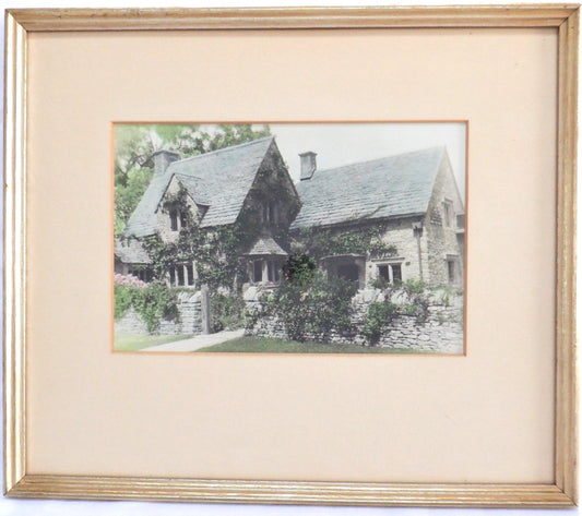 "A STONE MANSION" The Vintage Black & White Hand-Tinted Photograph of a Mystery Mansion!