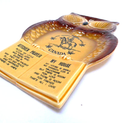 Vintage Owl Pottery Wall Plaque Featuring THE RCMP, The Kitchen Prayer and My House Poem