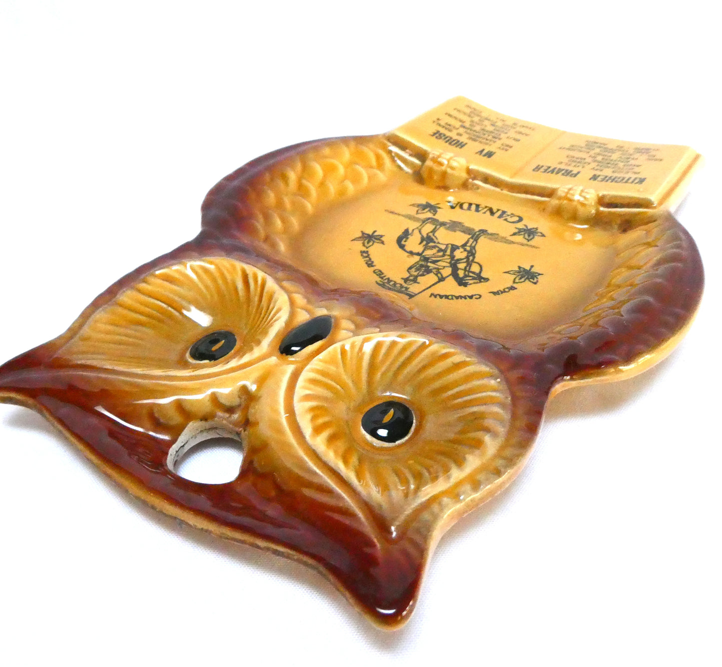Vintage Owl Pottery Wall Plaque Featuring THE RCMP, The Kitchen Prayer and My House Poem