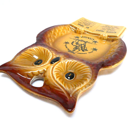 Vintage Owl Pottery Wall Plaque Featuring THE RCMP, The Kitchen Prayer and My House Poem