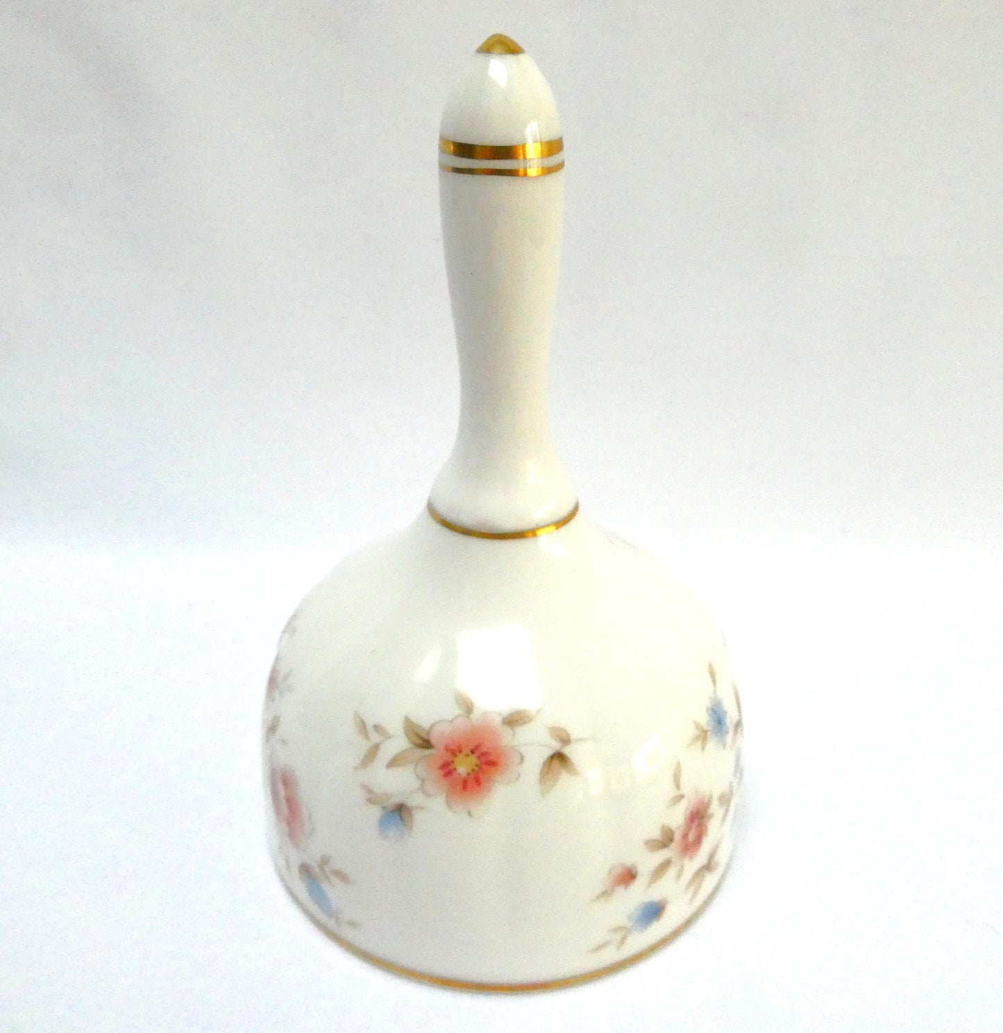 Vintage MINTON FINE BONE CHINA BELL, Made for The Danbury Mint in Peacock and Floral Design
