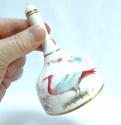 Vintage MINTON FINE BONE CHINA BELL, Made for The Danbury Mint in Peacock and Floral Design