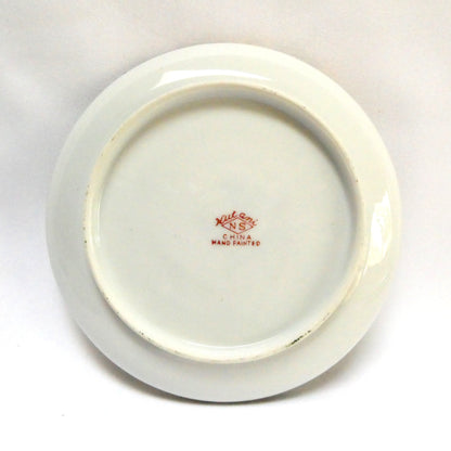 Vintage Hand-Painted Japanese Kutani ware 6-Piece Teapot, Teacups and Saucers in the Landscape and Bamboo Motif