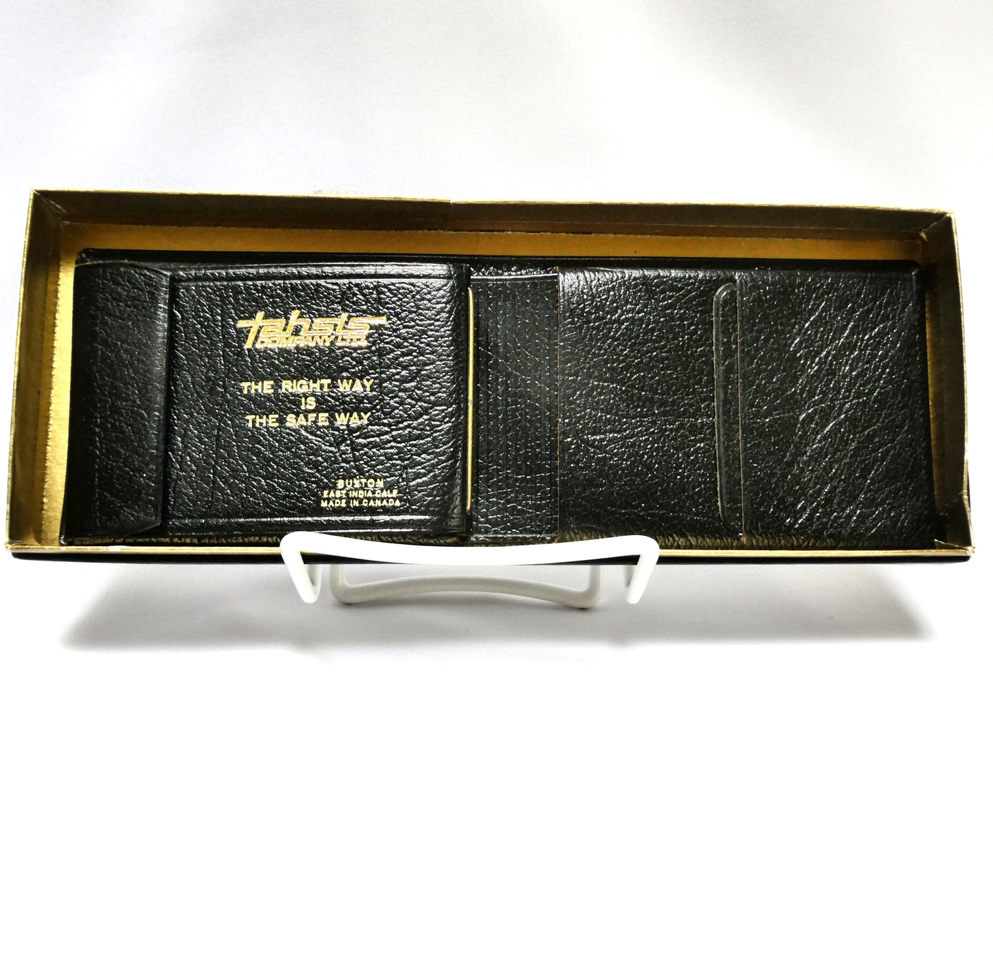 Vintage Buxton Black Leather Wallet BRAND NEW OLD STOCK: Imprinted TAHSIS COMPANY LTD.