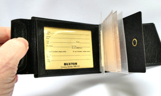 Vintage Buxton Black Leather Wallet BRAND NEW OLD STOCK: Imprinted TAHSIS COMPANY LTD.