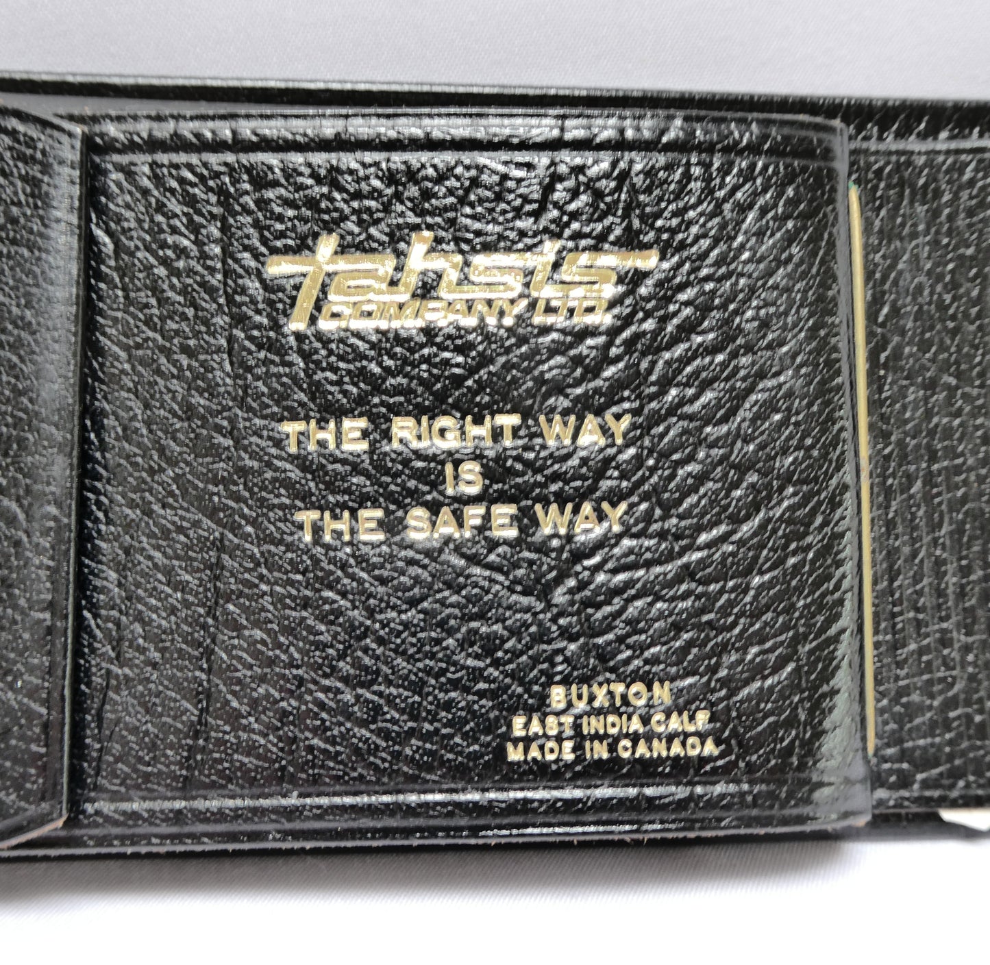 Vintage Buxton Black Leather Wallet BRAND NEW OLD STOCK: Imprinted TAHSIS COMPANY LTD.