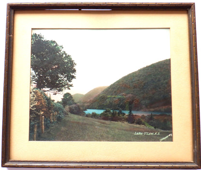 Vintage Hand-Tinted Nova Scotia Photograph by J.P. Messervey: 'LAKE O'LAW, Cape Breton'