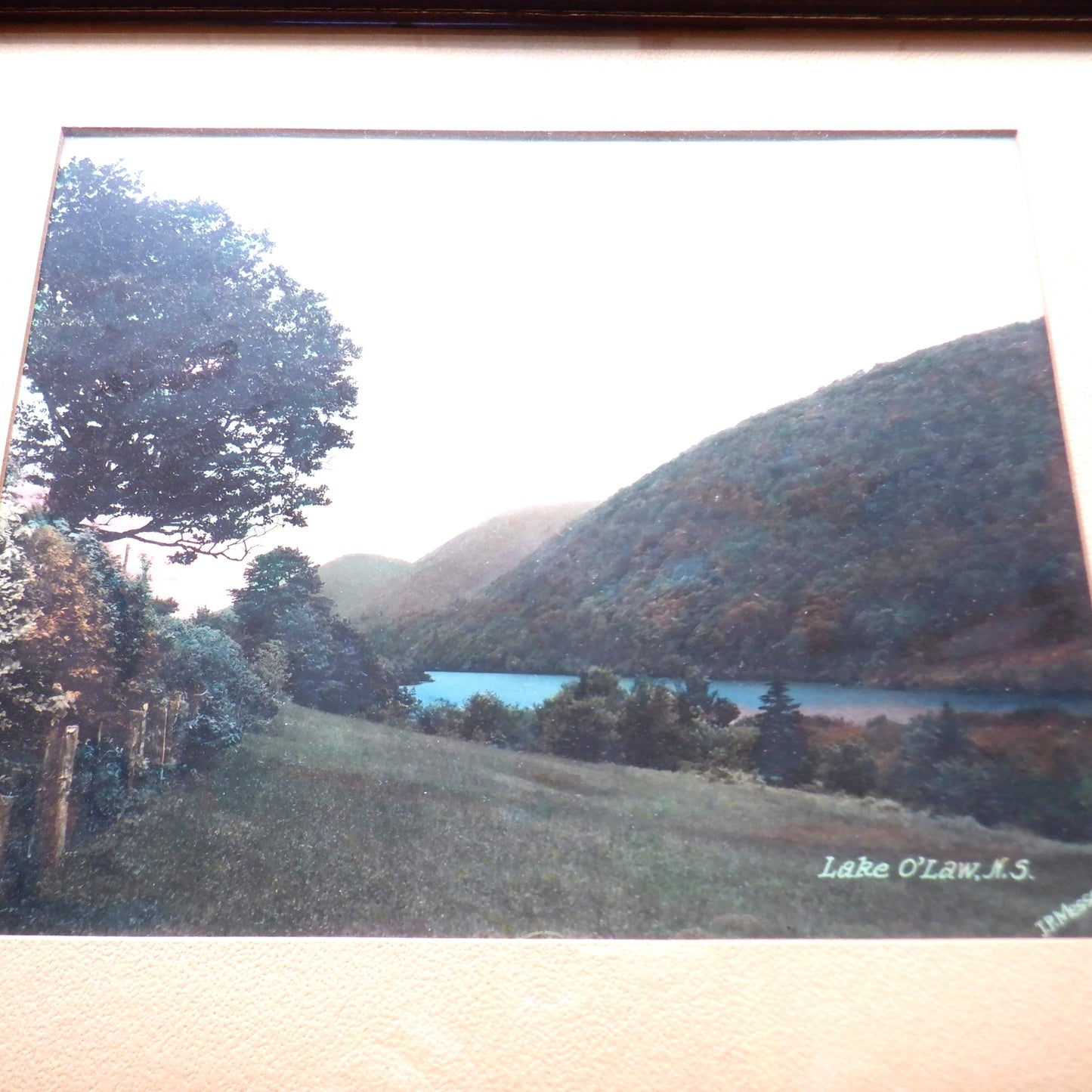 Vintage Hand-Tinted Nova Scotia Photograph by J.P. Messervey: 'LAKE O'LAW, Cape Breton'