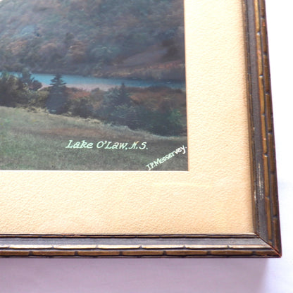 Vintage Hand-Tinted Nova Scotia Photograph by J.P. Messervey: 'LAKE O'LAW, Cape Breton'