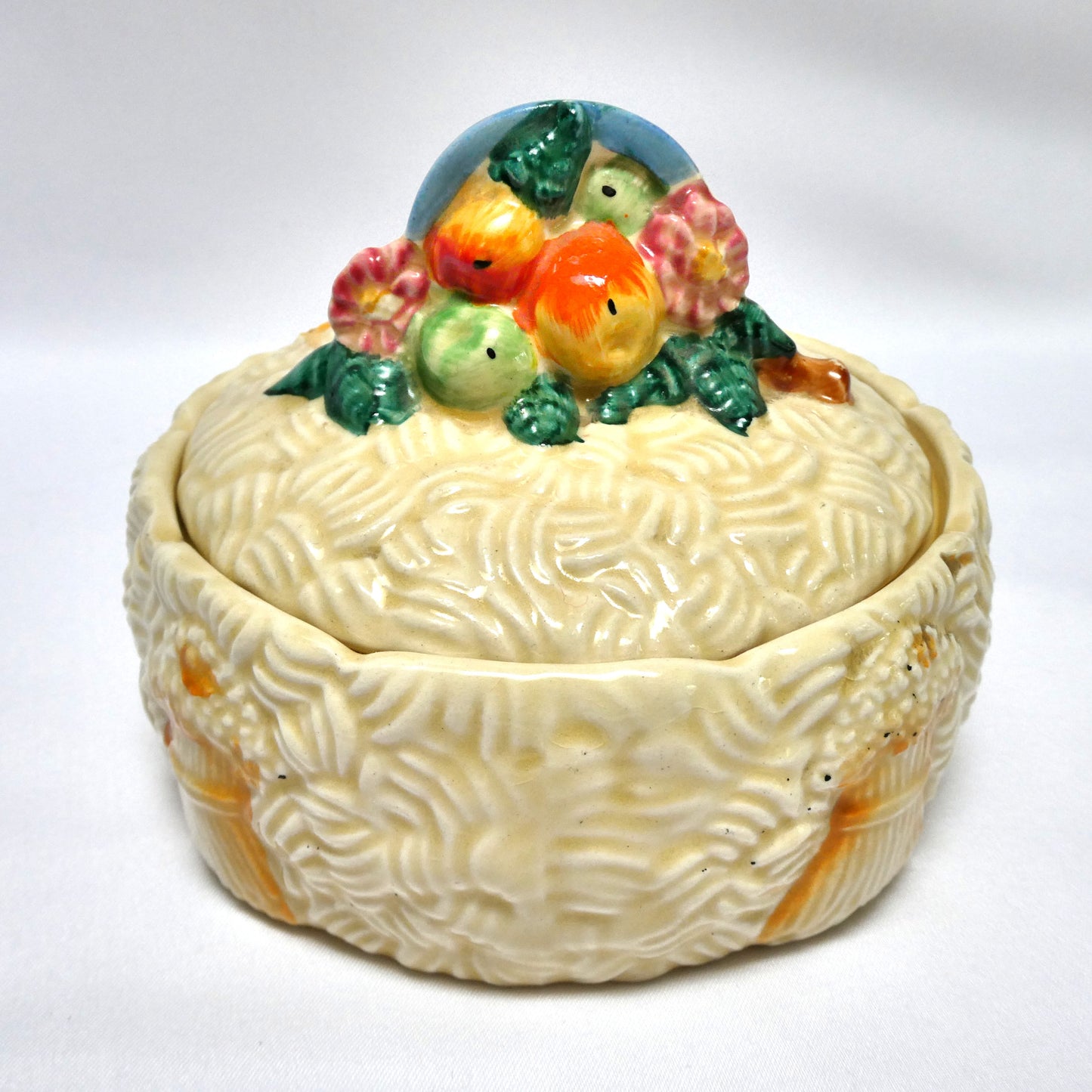 Rare Antique Clarice Cliff 'Celtic Harvest' PRESERVE POT AND LID,  by Newport Pottery of England